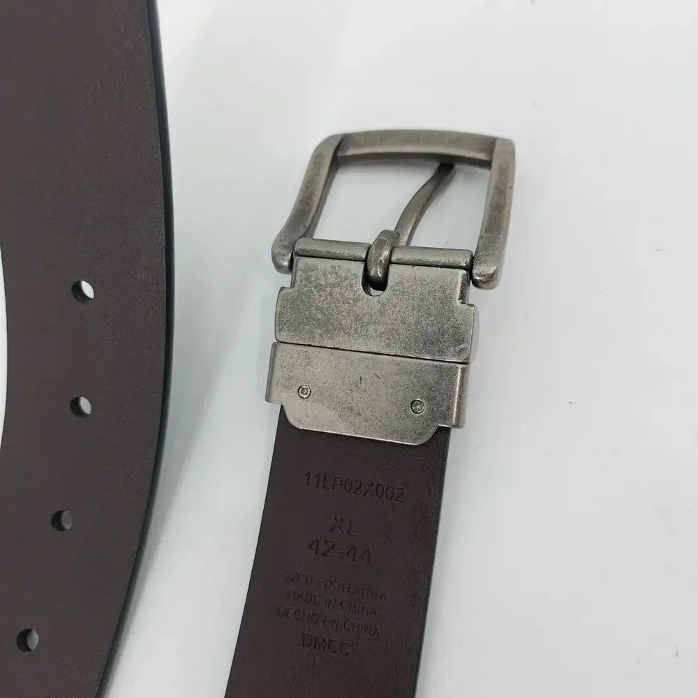 Levis Belt Black Brown Silver Tone Buckle 42-44 XL Men's
